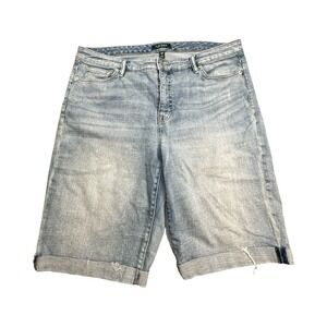 Lauren Ralph Lauren Denim Shorts Womens 18W Blue Bermuda Cuffed Distressed‎
